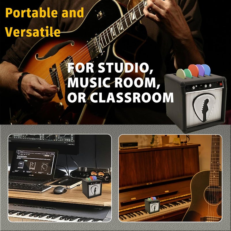 Chordwave Guitar Pick Display Holder Unique Retro Guitar Amp Model Guitar Picks Holder Pick Organizer & Display Case Gift for Music Enthusiasts and Guitar Players, Silver - Image 5